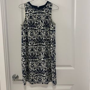 LOFT Petites Navy and White Patterned Mini Dress